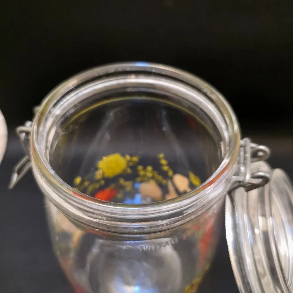 Vintage Spice Of Life Arc France Clear Glass Storage Jar Mushrooms Tomatoes 1.5L